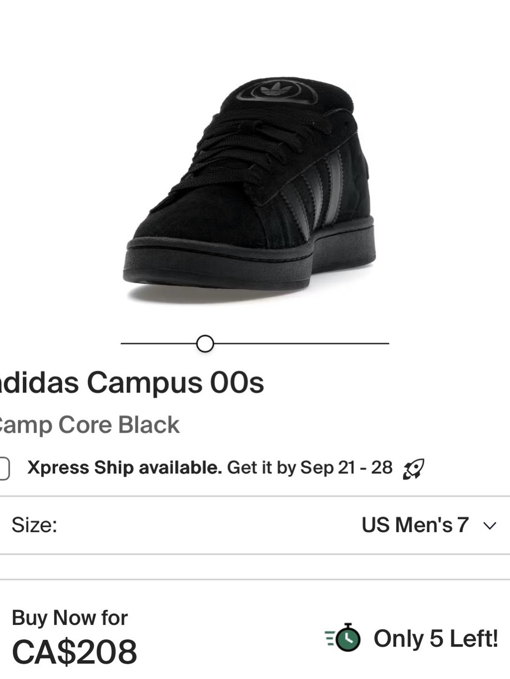 adidas Black Suede Campus Men's Sneakers - Size 6